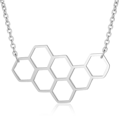 Simple Style Honeycomb Stainless Steel Polishing Pendant Necklace