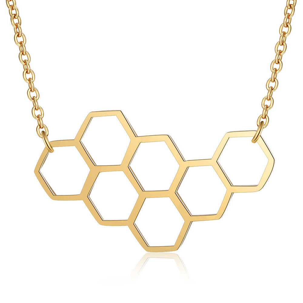 Simple Style Honeycomb Stainless Steel Polishing Pendant Necklace