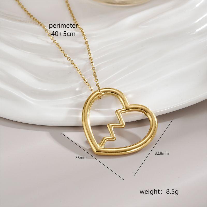 Modern Style Simple Style Heart Shape Stainless Steel Polishing Plating 18k Gold Plated Necklace