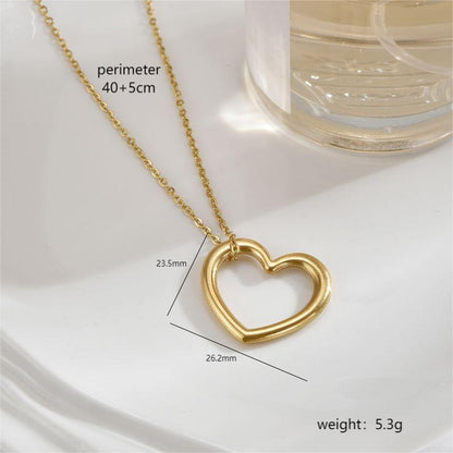 Modern Style Simple Style Heart Shape Stainless Steel Polishing Plating 18k Gold Plated Necklace