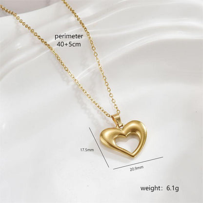 Modern Style Simple Style Heart Shape Stainless Steel Polishing Plating 18k Gold Plated Necklace