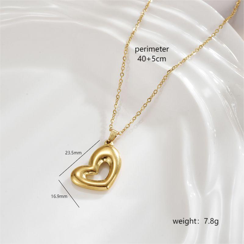 Modern Style Simple Style Heart Shape Stainless Steel Polishing Plating 18k Gold Plated Necklace