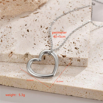 Modern Style Simple Style Heart Shape Stainless Steel Polishing Plating 18k Gold Plated Necklace