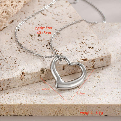 Modern Style Simple Style Heart Shape Stainless Steel Polishing Plating 18k Gold Plated Necklace