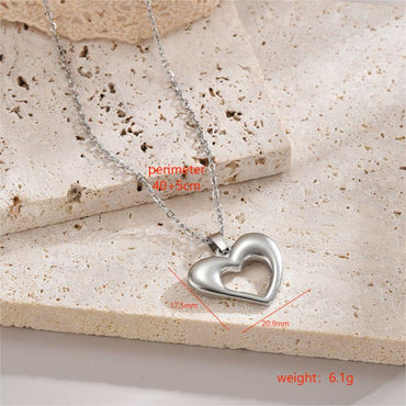 Modern Style Simple Style Heart Shape Stainless Steel Polishing Plating 18k Gold Plated Necklace