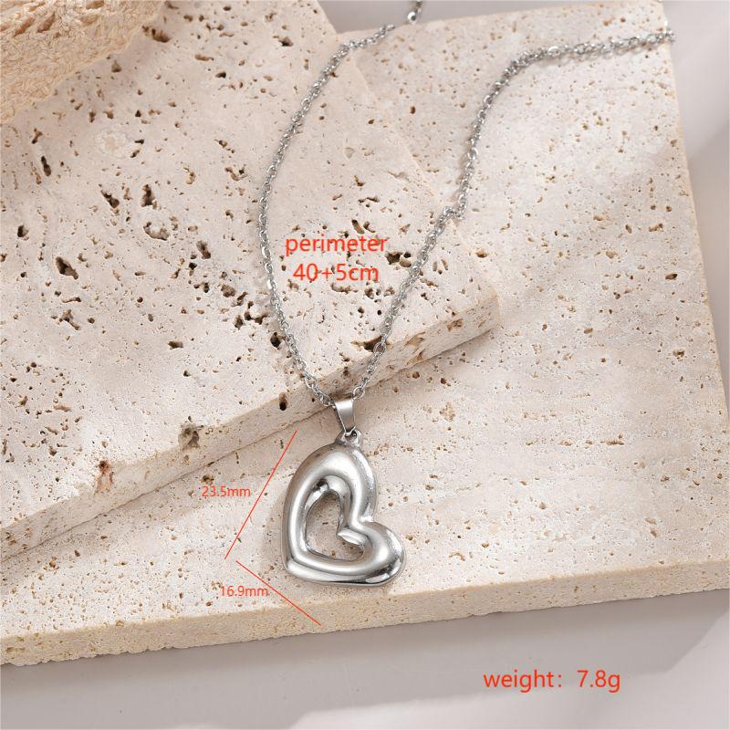 Modern Style Simple Style Heart Shape Stainless Steel Polishing Plating 18k Gold Plated Necklace