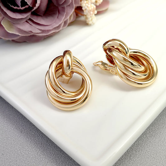 1 Pair Simple Style Solid Color Plating Metal Gold Plated Ear Studs