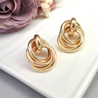 1 Pair Simple Style Solid Color Plating Metal Gold Plated Ear Studs