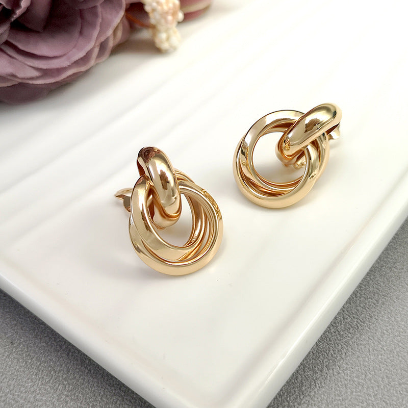 1 Pair Simple Style Solid Color Plating Metal Gold Plated Ear Studs
