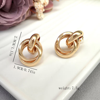 1 Pair Simple Style Solid Color Plating Metal Gold Plated Ear Studs