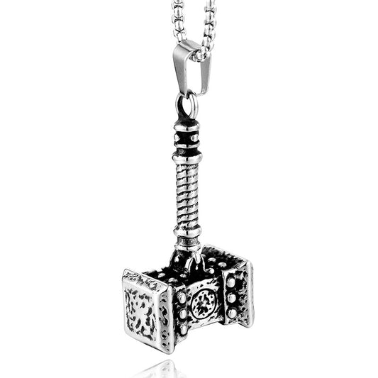 Hip-hop Retro Hammer Titanium Steel Plating Pendant Necklace