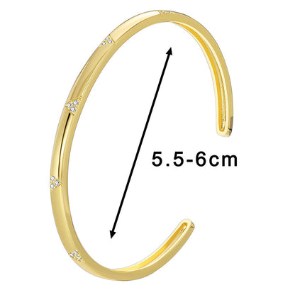 Casual Simple Style Solid Color Copper Plating Inlay Zircon 18k Gold Plated Bangle