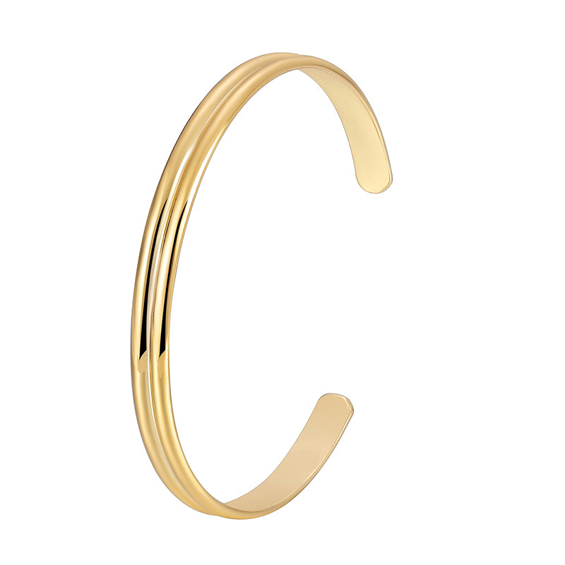 Casual Simple Style Solid Color Copper Plating Inlay Zircon 18k Gold Plated Bangle