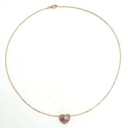 Elegant Simple Style Heart Shape Copper Plating Inlay Zircon Gold Plated Pendant Necklace