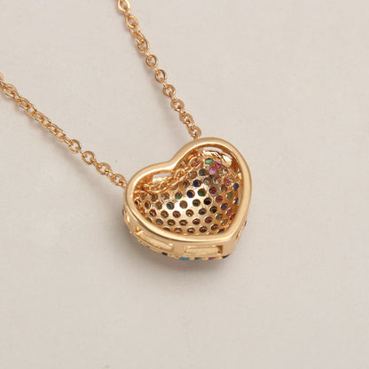 Elegant Simple Style Heart Shape Copper Plating Inlay Zircon Gold Plated Pendant Necklace