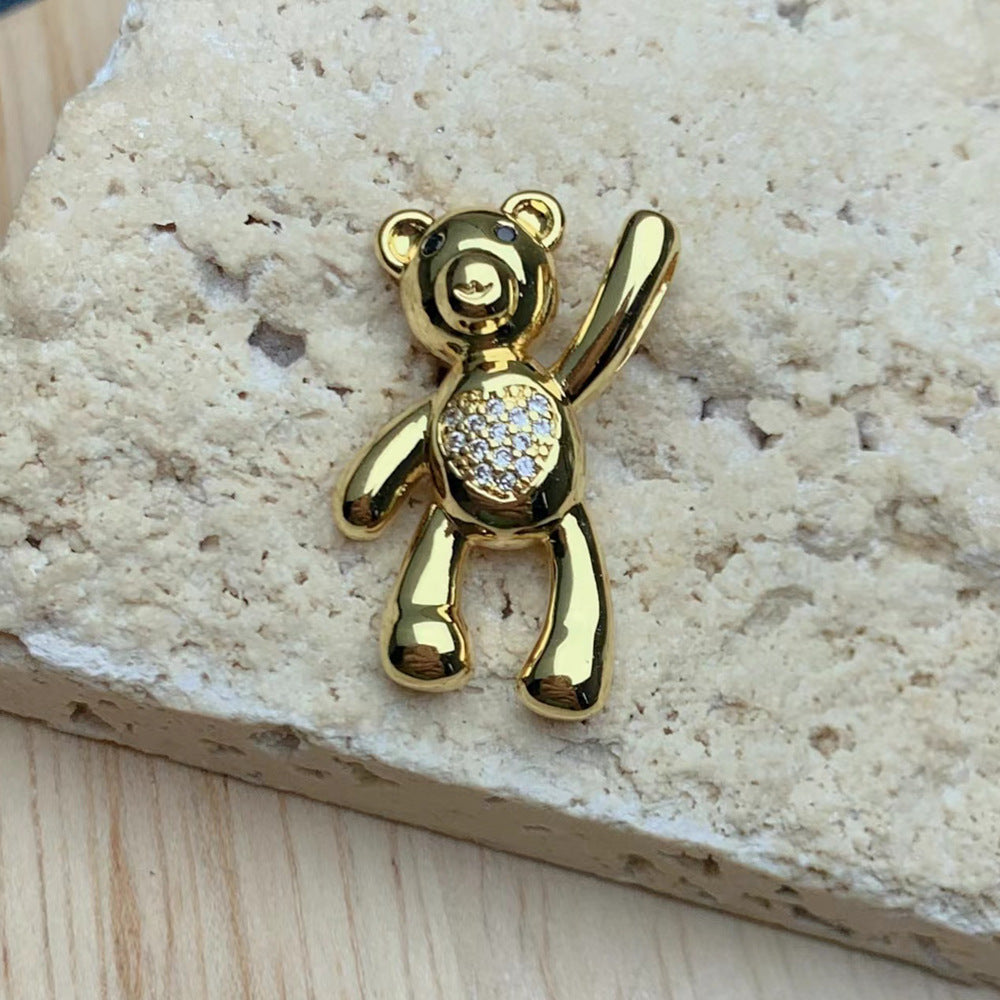 Cartoon Style Animal Copper Plating Inlay Rhinestones Charms