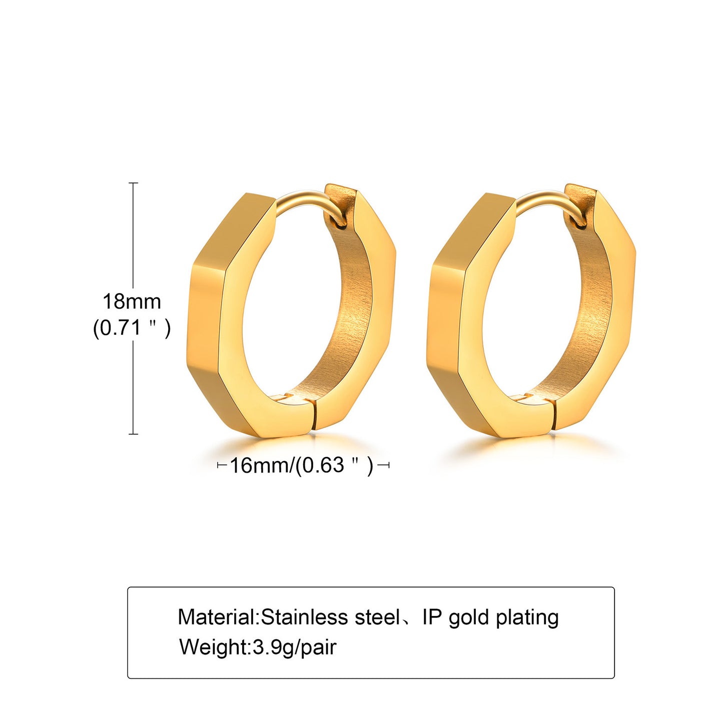 1 Pair Simple Style Geometric Titanium Steel Plating Hoop Earrings