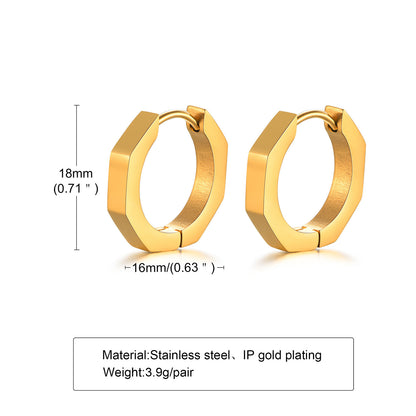 1 Pair Simple Style Geometric Titanium Steel Plating Hoop Earrings