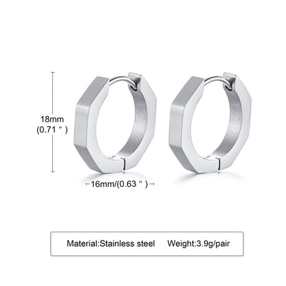 1 Pair Simple Style Geometric Titanium Steel Plating Hoop Earrings