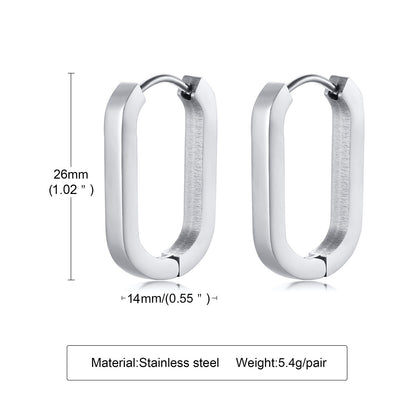 1 Pair Simple Style Geometric Titanium Steel Plating Hoop Earrings