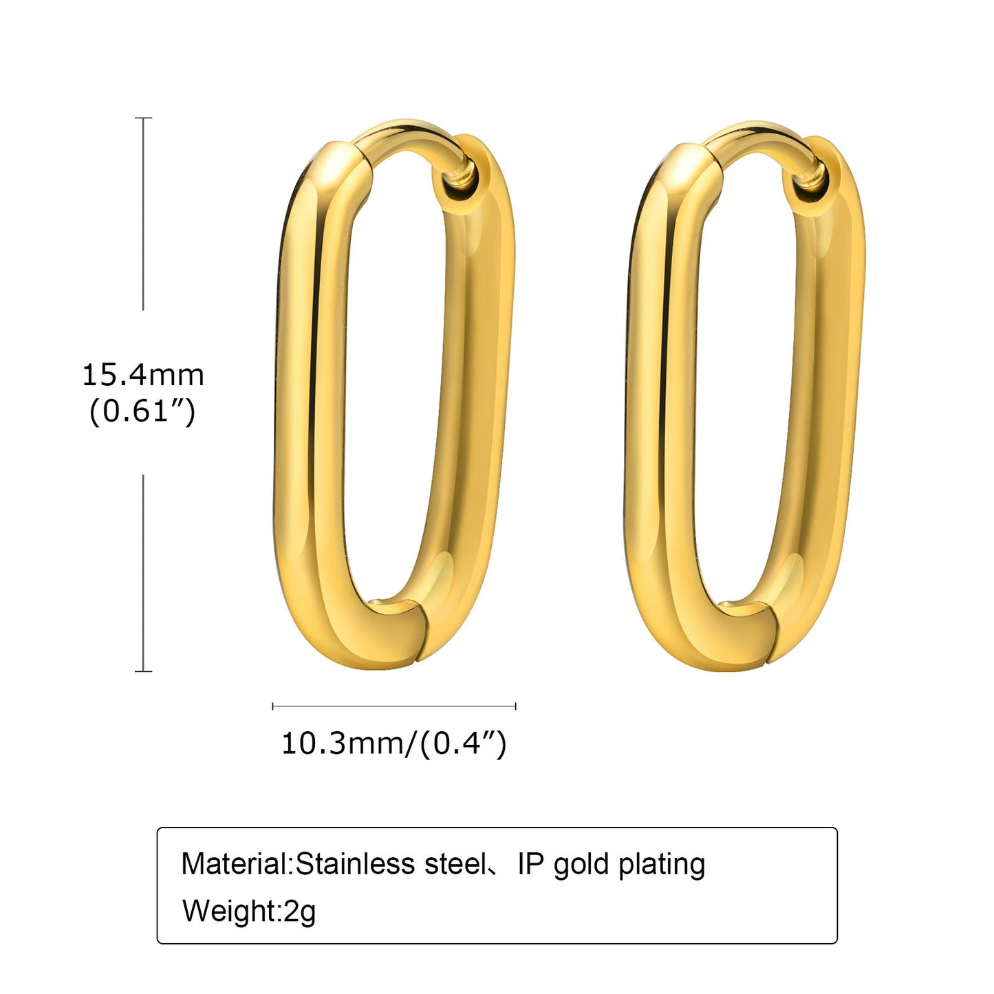 1 Pair Simple Style Geometric Titanium Steel Plating Hoop Earrings