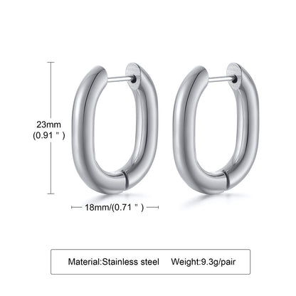 1 Pair Simple Style Geometric Titanium Steel Plating Hoop Earrings