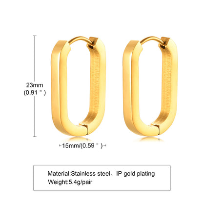 1 Pair Simple Style Geometric Titanium Steel Plating Hoop Earrings