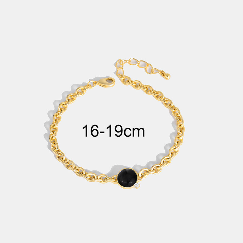 Simple Style Round Copper Plating Inlay Natural Stone Zircon 18k Gold Plated Bracelets