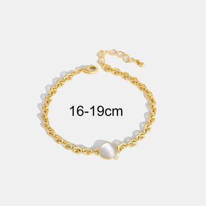 Simple Style Round Copper Plating Inlay Natural Stone Zircon 18k Gold Plated Bracelets