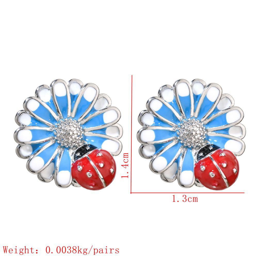 1 Pair Cute Sweet Flower Enamel Copper Ear Studs