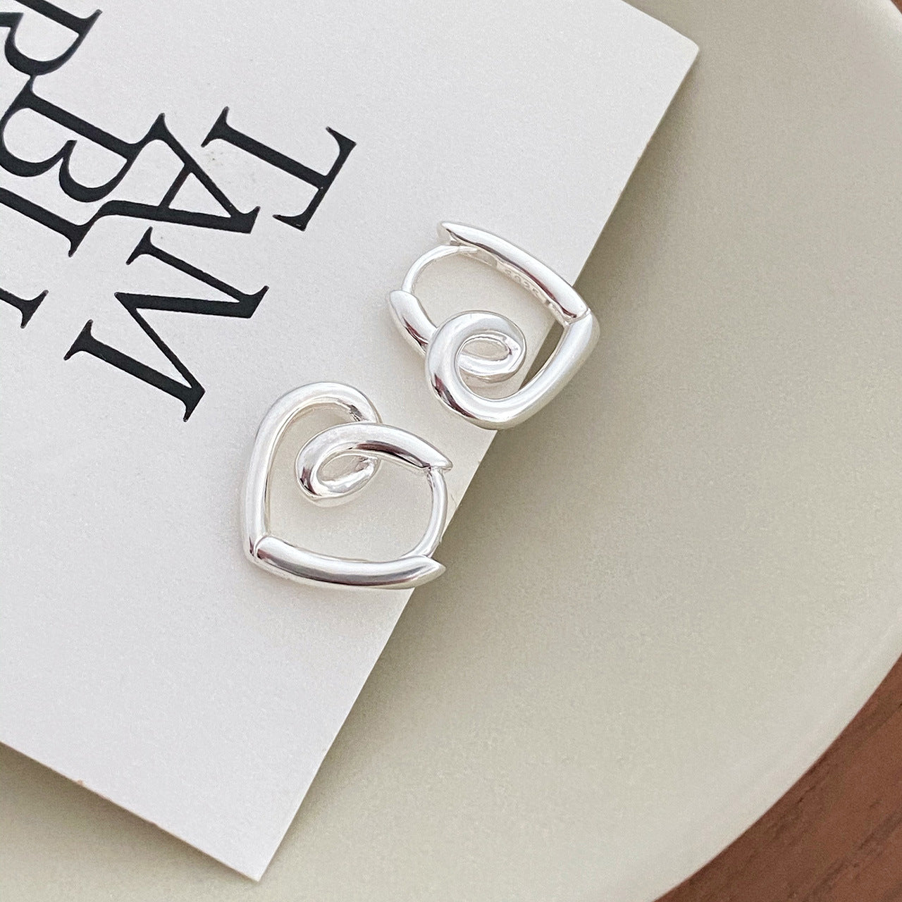 1 Pair Simple Style Heart Shape Plating Sterling Silver Gold Plated Ear Studs