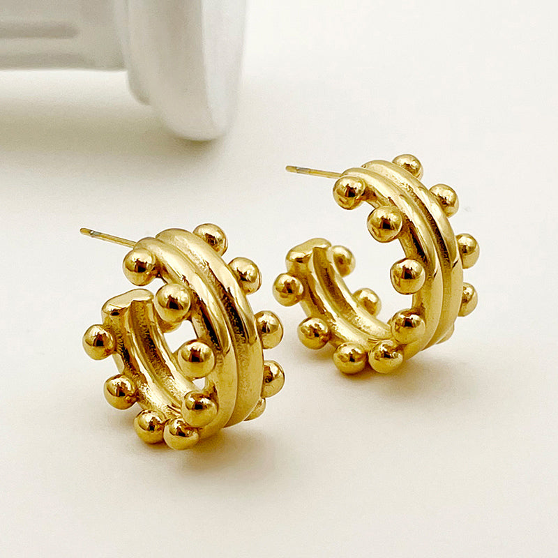 1 Pair Casual Simple Style C Shape Plating Stainless Steel Gold Plated Ear Studs