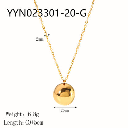 Simple Style Solid Color Stainless Steel Polishing Plating 18k Gold Plated Pendant Necklace