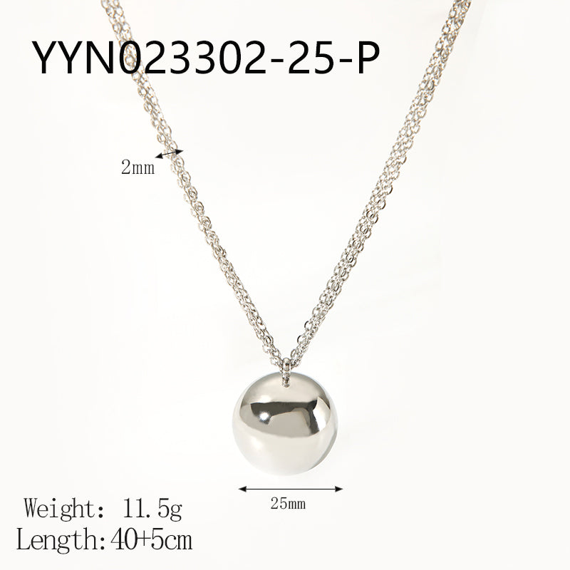 Simple Style Solid Color Stainless Steel Polishing Plating 18k Gold Plated Pendant Necklace