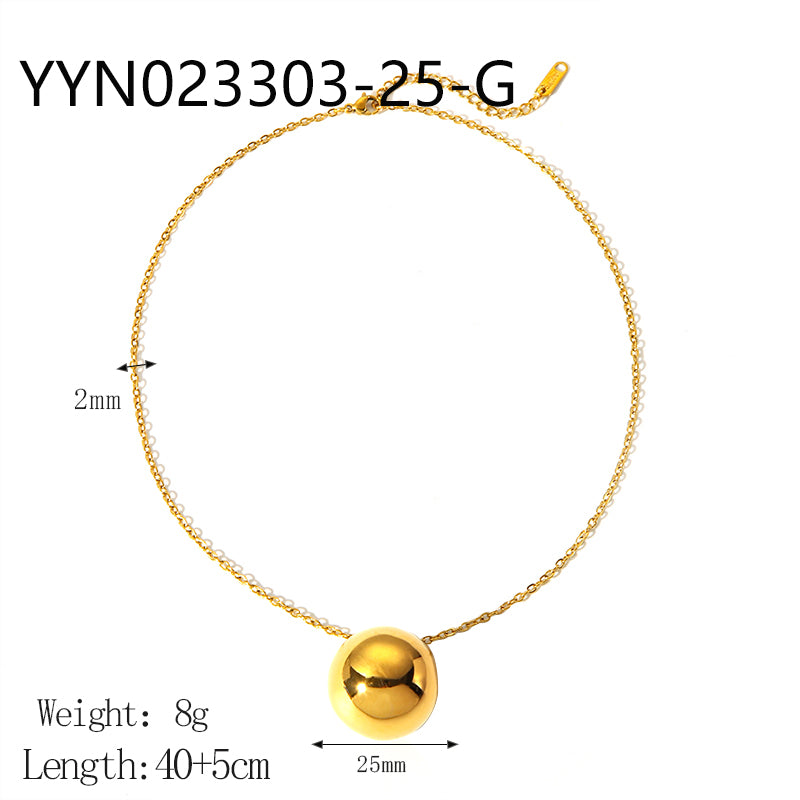 Simple Style Solid Color Stainless Steel Polishing Plating 18k Gold Plated Pendant Necklace