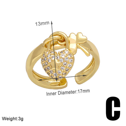 Simple Style Heart Shape Copper 18k Gold Plated Rings In Bulk