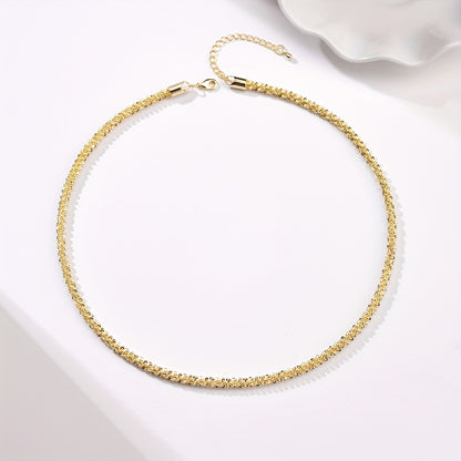 Retro Solid Color Copper Plating White Gold Plated Gold Plated Necklace