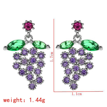 1 Pair Cute Sweet Grape Plating Inlay Copper Zircon White Gold Plated Earrings