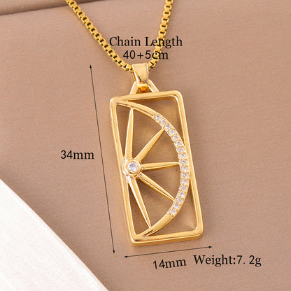 Sweet Cross Little Bear Flower Stainless Steel Enamel Plating Inlay Artificial Diamond 18k Gold Plated Pendant Necklace