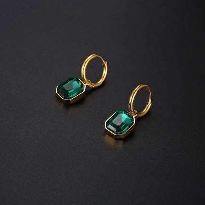 1 Pair Ig Style Elegant Square Plating Inlay Stainless Steel Zircon 18k Gold Plated Drop Earrings