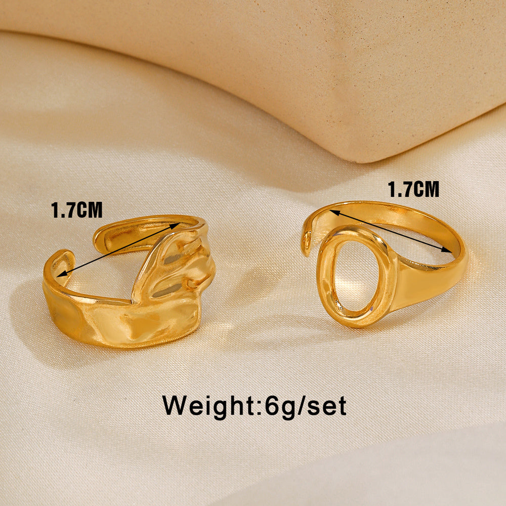 Simple Style Oval Stainless Steel Plating 18k Gold Plated Open Rings