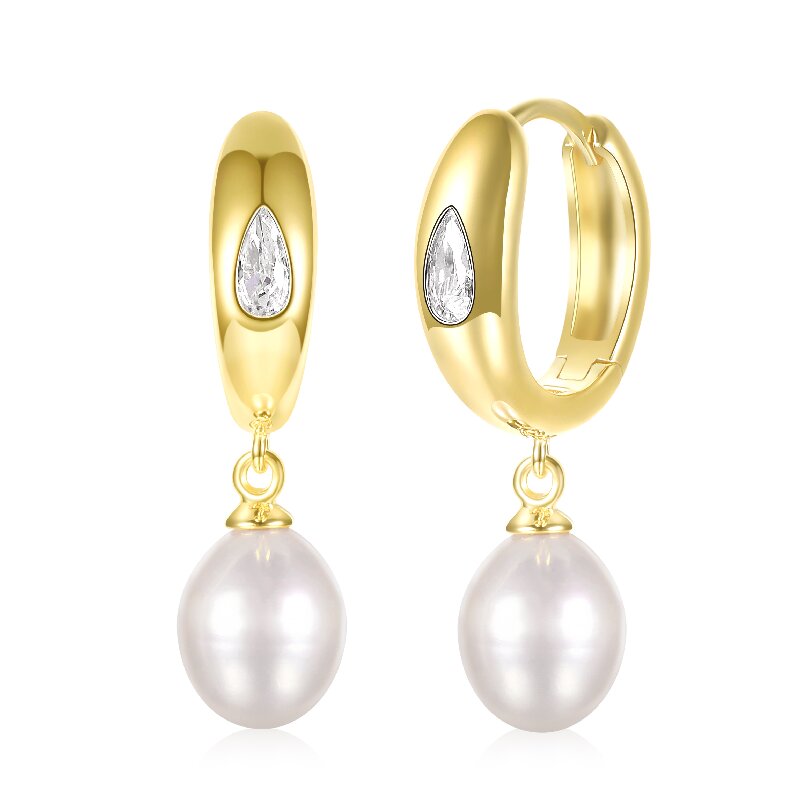 1 Pair Elegant Round Plating Inlay Copper Artificial Pearls 18k Gold Plated Drop Earrings