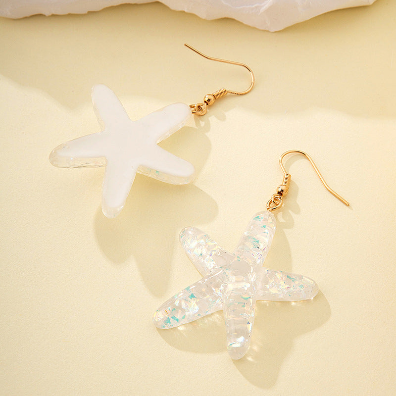 1 Pair Sweet Star Plating Resin Drop Earrings