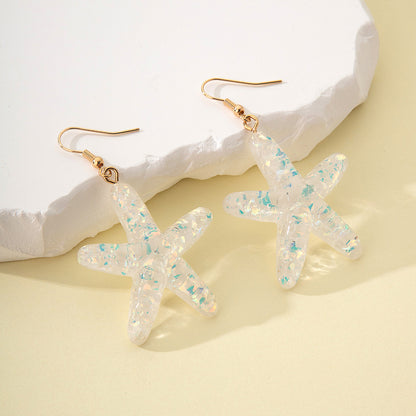 1 Pair Sweet Star Plating Resin Drop Earrings