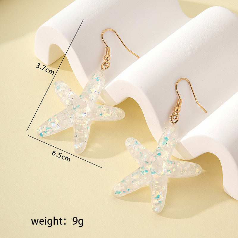 1 Pair Sweet Star Plating Resin Drop Earrings