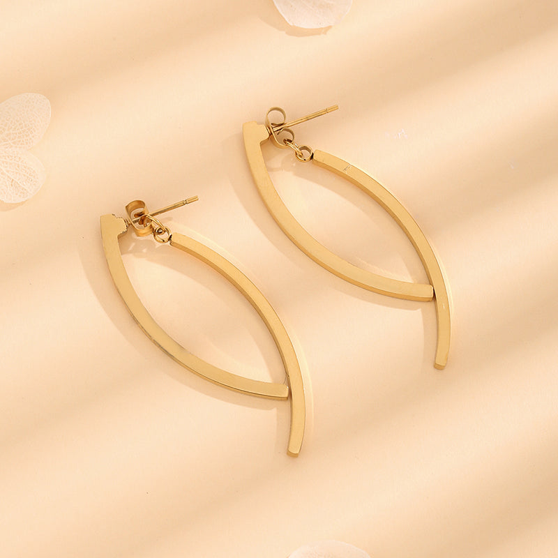 1 Pair Casual Simple Style Geometric Polishing Plating Titanium Steel 18k Gold Plated Drop Earrings