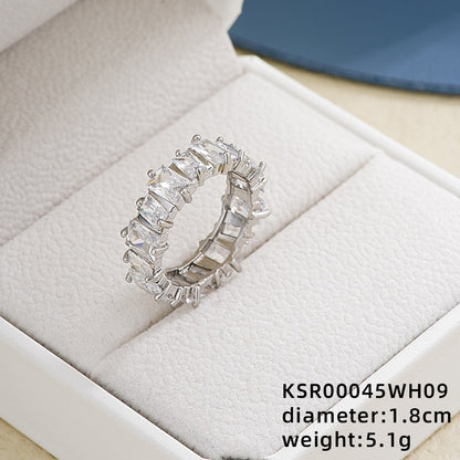 Ig Style Elegant Simple Style Geometric Heart Shape Copper Plating Inlay Zircon White Gold Plated Open Rings