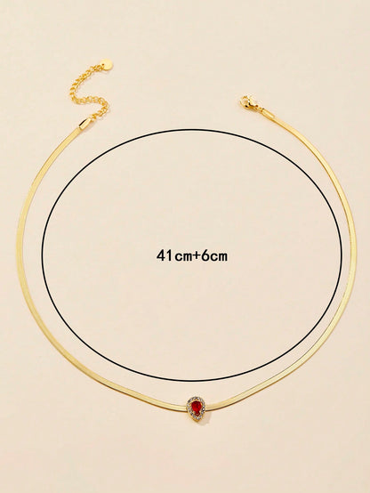 Ig Style Shiny Oval Water Droplets Stainless Steel Plating Inlay Zircon 18k Gold Plated Necklace