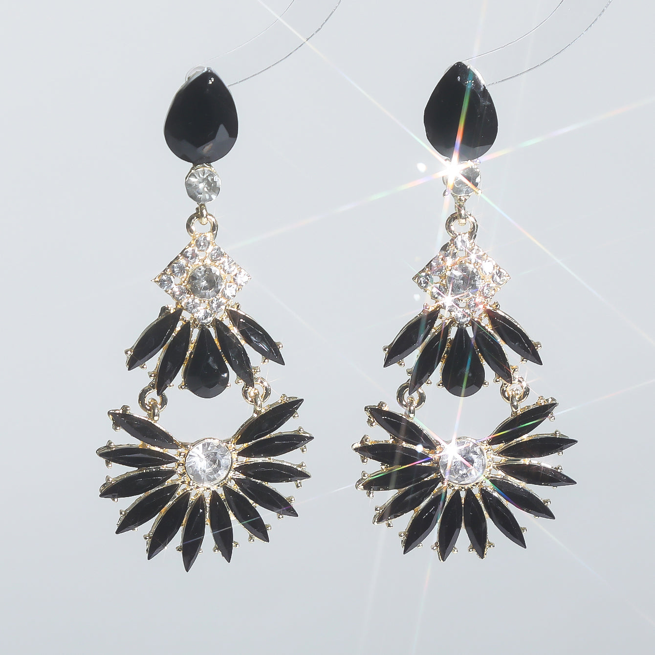 1 Pair Casual Shiny Geometric Inlay Alloy Rhinestones Zircon Drop Earrings