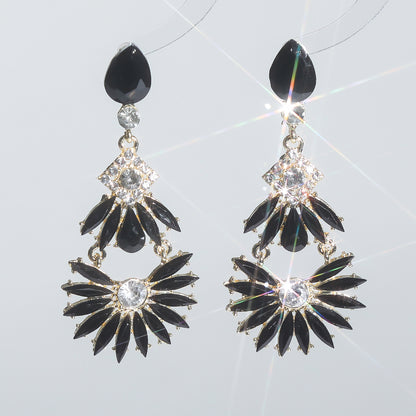 1 Pair Casual Shiny Geometric Inlay Alloy Rhinestones Zircon Drop Earrings